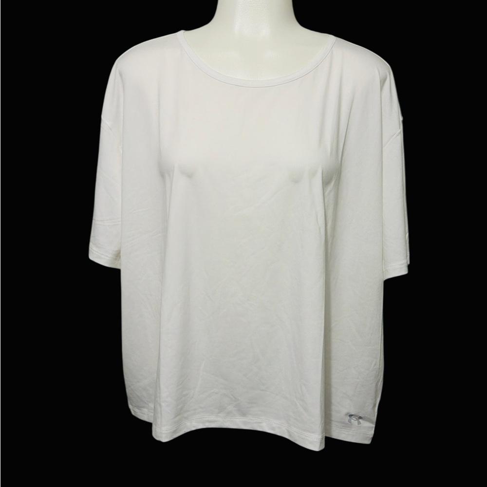 Under Armour Training Cropped Motion Top White Short Sleeve T-Shirt Size 1X - Picture 9 of 15
